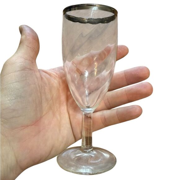 Vintage Silver-rimmed Champagne Flutes Mid-Century Modern Hollywood Regency 7 - Picture 13 of 13